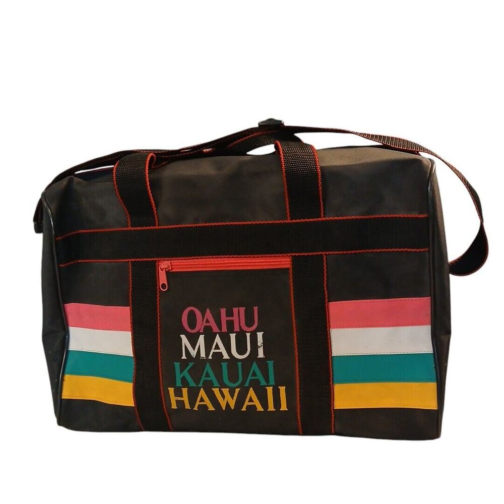 Oahu Kauai Hawaii Maui Canvas Travel Duffle‎ Bag Colorful Zip Close 17x12 READ